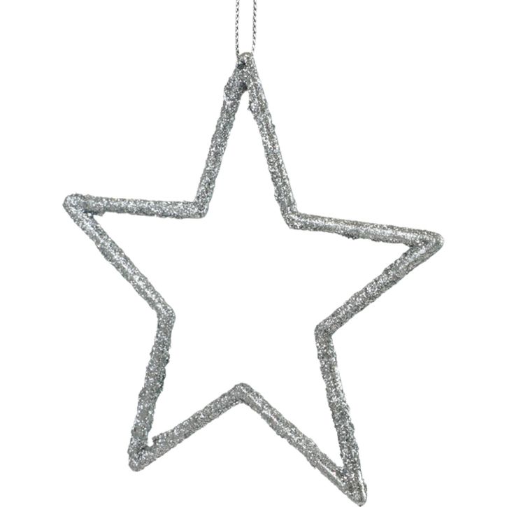 Artículo Colgantes de estrella para decoración navideña, purpurina plateada, 12 cm, 12 piezas, decoración para árbol de Navidad, adornos para árbol de Navidad