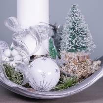 Adorno navideño árbol de navidad nevado 10cm 8pcs