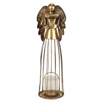 Ángel de Navidad Navidad, portavelas de metal dorado aspecto antiguo 52cm