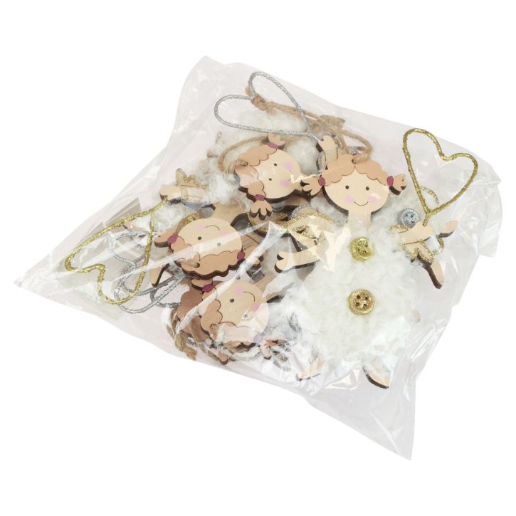 Artículo Ángel navideño con corazón Adornos para árboles de Navidad madera 14,5 cm 8 piezas