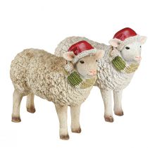 Artículo Figuras navideñas ovejas con gorro y bufanda L16cm 2 piezas