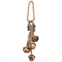 Artículo Grandes campanas navideñas doradas con lazo y ramas de abeto, decoración festiva para puertas y habitaciones, 51 cm