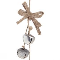 Artículo Campanas de Navidad Adornos para árboles de Navidad plata Ø3,5cm 3ud