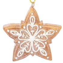 Artículo Adornos navideños, pan de jengibre, aspecto de glaseado, cascanueces, estrella, árbol, corona, 6 cm, 4 piezas