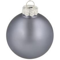 Artículo Juego de bolas decorativas de cristal, gris azulado, superficie mate, brillante, 5 cm, 24 unidades