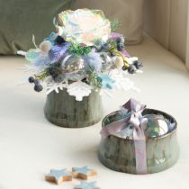 Artículo Bola navideña de cristal perlado transparente con efecto iridiscente y colgador de metal, 5 cm, 24 unidades