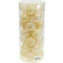 Artículo Bolas de árbol de Navidad bolas navideñas de cristal mezcla crema Ø6cm 24 piezas