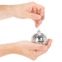Artículo Adorno navideño tipo bola, bola espejada para colgar, 7 cm, 6 unidades