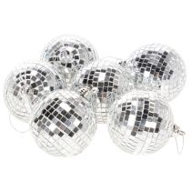 Artículo Adorno navideño tipo bola, bola espejada para colgar, 7 cm, 6 unidades