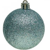 Artículo Bolas navideñas plástico mezcla azul claro Ø6cm 10 piezas