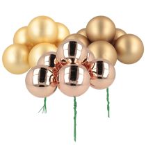 Artículo Bola de Navidad de cristal dorado rosa con reflejos de bayas, Ø40 mm, 32 unidades