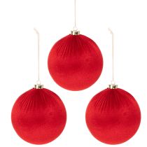 Artículo Bola de Navidad grande roja para colgar, 15 cm, 3 piezas