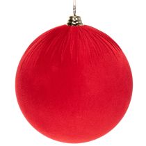 Artículo Bola navideña de terciopelo rojo, bola decorativa grande para colgar, 25 cm, 2 piezas