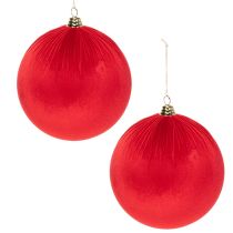 Artículo Bola navideña de terciopelo rojo, bola decorativa grande para colgar, 25 cm, 2 piezas