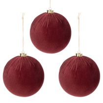 Artículo Adorno navideño, aspecto de terciopelo rojo, para colgar, 15 cm, 3 unidades.