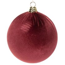 Artículo Adorno navideño grande de terciopelo rojo, 20 cm, 3 piezas