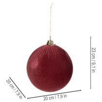Artículo Adorno navideño grande de terciopelo rojo, 20 cm, 3 piezas