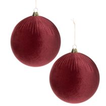 Artículo Adorno navideño grande de terciopelo rojo para colgar en el árbol, 25 cm, 2 unidades.