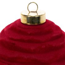 Artículo Adorno navideño, superficie aterciopelada, rojo, 8 cm, 12 unidades