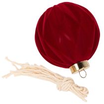 Artículo Adorno navideño, superficie aterciopelada, rojo, 8 cm, 12 unidades