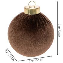Artículo Adornos navideños con aspecto de terciopelo, mezcla de colores cálidos, 8 cm, 12 unidades.