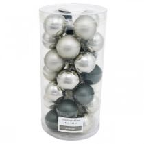 Artículo Mini bola navideña, mezcla de decoración para árboles, decoración de Adviento negro/plata/nácar H4,5cm Ø4cm vidrio real 24 piezas