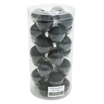 Artículo Mini bola de árbol de Navidad, mezcla de decoración para árboles, bolas de Navidad negras H4,5 cm Ø4 cm vidrio real 24 piezas