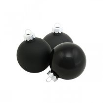 Artículo Mini bolas para árboles de Navidad, mezcla de decoraciones para árboles, bolas de Navidad negras H4.5cm Ø4cm vidrio real 24pcs