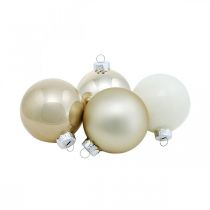 Artículo Bola de Navidad, adornos para árboles de Navidad, bola de cristal blanco / nácar H6.5cm Ø6cm cristal auténtico 24pcs