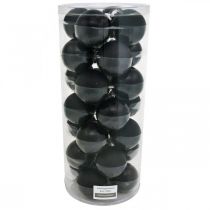 Artículo Bolas de árbol de Navidad, colgantes de árbol, bolas de cristal negro H6,5cm Ø6cm vidrio real 24 piezas