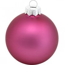 Artículo Mini bolas de árbol, mezcla de bolas de Navidad, colgante de árbol de Navidad violeta H4.5cm Ø4cm vidrio real 24pcs