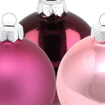 Artículo Bolas de Navidad, adornos para árboles, bolas de cristal violeta H8.5cm Ø7.5cm vidrio real 12ud