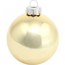Artículo Bola de árbol, adornos de árbol de Navidad, bola de Navidad dorada H8.5cm Ø7.5cm vidrio real 12pcs