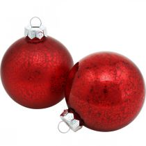 Adornos para árboles de Navidad, colgantes para árboles, bolas de Navidad jaspeado rojo H8.5cm Ø7.5cm vidrio real 14pcs