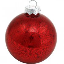 Adornos para árboles de Navidad, colgantes para árboles, bolas de Navidad jaspeado rojo H8.5cm Ø7.5cm vidrio real 14pcs