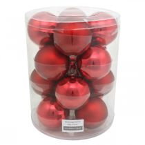 Artículo Bola de árbol de Navidad, adornos de árbol, bola de Navidad roja H8.5cm Ø7.5cm vidrio real 12pcs