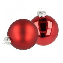 Artículo Bola de árbol de Navidad, adornos de árbol, bola de Navidad roja H8.5cm Ø7.5cm vidrio real 12pcs
