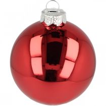 Artículo Bola de árbol de Navidad, adornos de árbol, bola de Navidad roja H8.5cm Ø7.5cm vidrio real 12pcs