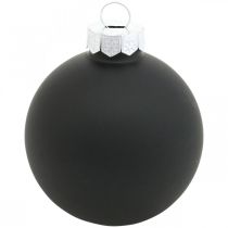 Artículo Mini bola de árbol de Navidad, mezcla de decoración para árboles, bolas de Navidad negras H4,5 cm Ø4 cm vidrio real 24 piezas
