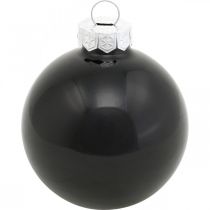 Artículo Mini bola de árbol de Navidad, mezcla de decoración para árboles, bolas de Navidad negras H4,5 cm Ø4 cm vidrio real 24 piezas