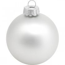 Artículo Bola de cristal, adornos para árboles, bola de árbol de Navidad plata H8.5cm Ø7.5cm vidrio real 12ud