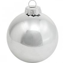 Artículo Bola de cristal, adornos para árboles, bola de árbol de Navidad plata H8.5cm Ø7.5cm vidrio real 12ud