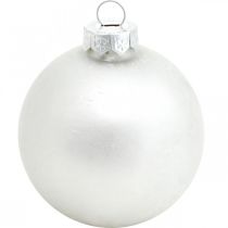 Artículo Bola de nieve, colgante de árbol, decoración del árbol de Navidad, decoración de invierno blanco H6,5cm Ø6cm vidrio real 24 piezas