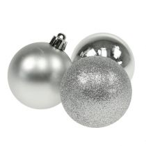 Artículo Bola de navidad plastico plata 6cm 10pcs