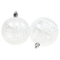 Bola de Navidad plástico blanco, transparente Ø8cm 2pcs