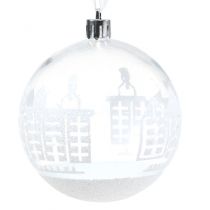 Bola de Navidad plástico blanco, transparente Ø8cm 2pcs