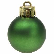 Artículo Decoración para árbol de Navidad Bola de Navidad verde 3cm 14 piezas