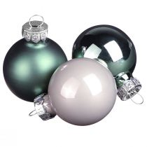 Artículo Bolas navideñas bolas de árbol de cristal verde gris 4cm 24 piezas