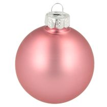Artículo Bolas navideñas de cristal para decoración de árbol, color rosa y gris, Ø50 mm, 24 unidades