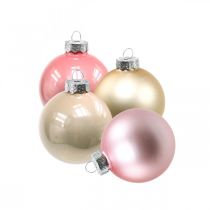 Bolas de navidad vaso Ø4cm rosa, mix crema H4.5cm 24p